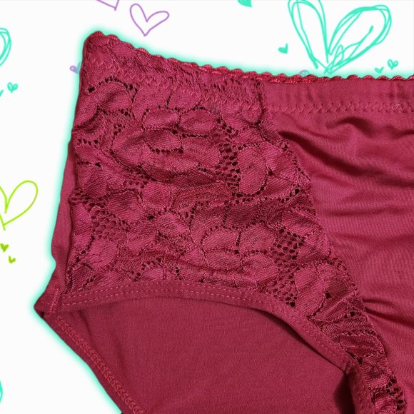 [S] Red Silky Floral Lace Mesh Hipster Panty - Picture 3 of 3